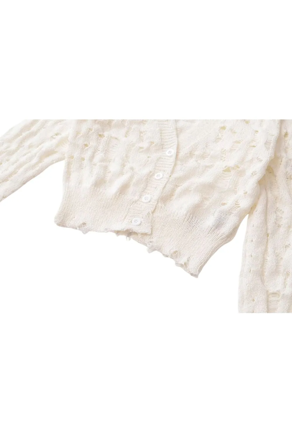 'Lily' Ripped-Detail Cropped Knit Jacket