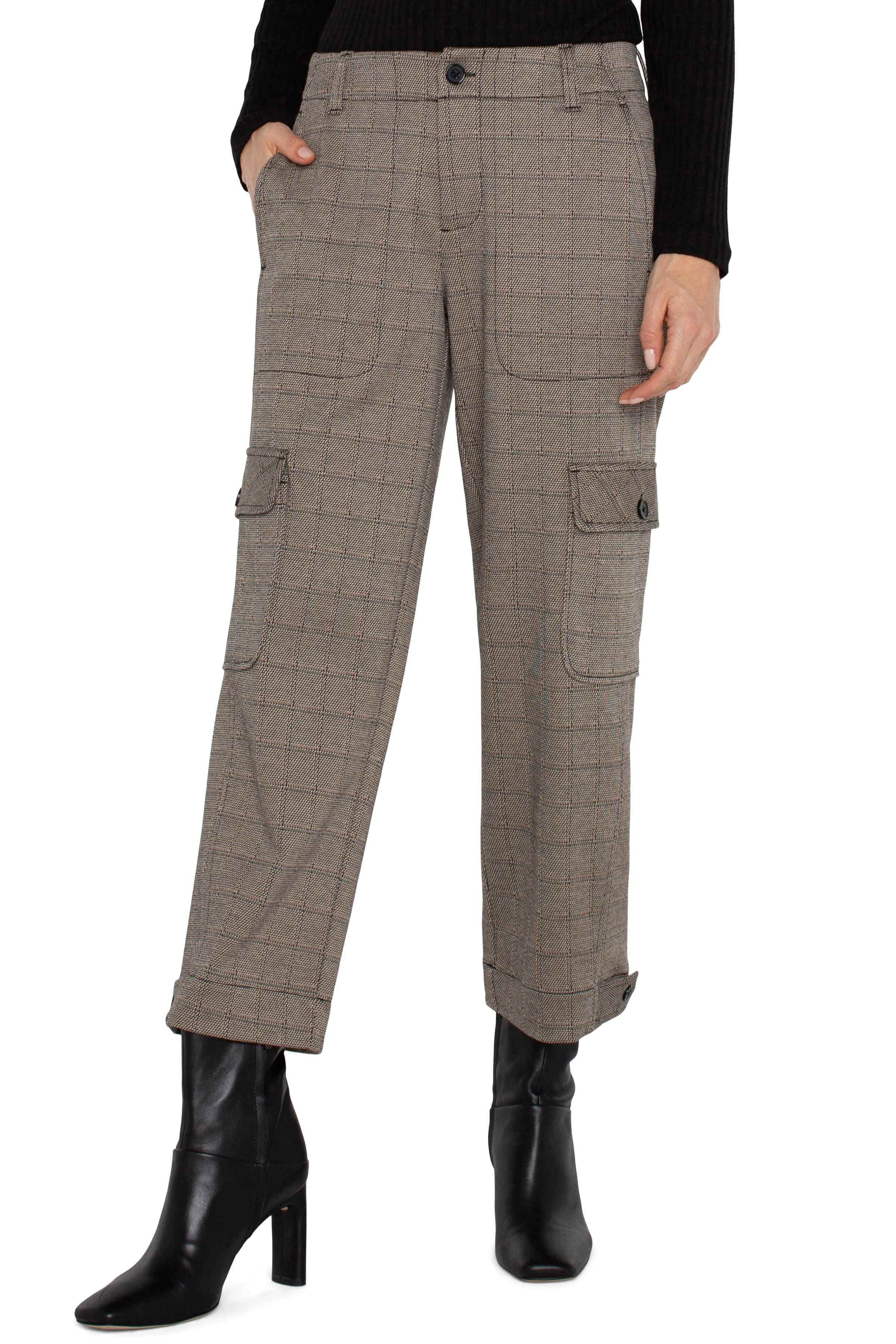 [Liverpool] Plaid Utility Cropped Cargo Pants