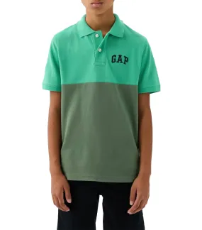Logo Colorblock Pique Polo Shirt - Bright Meadow