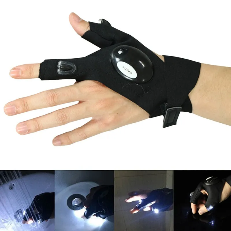 love68  1 Pair Outdoor Fishing Magic Strap Fingerless Gloves