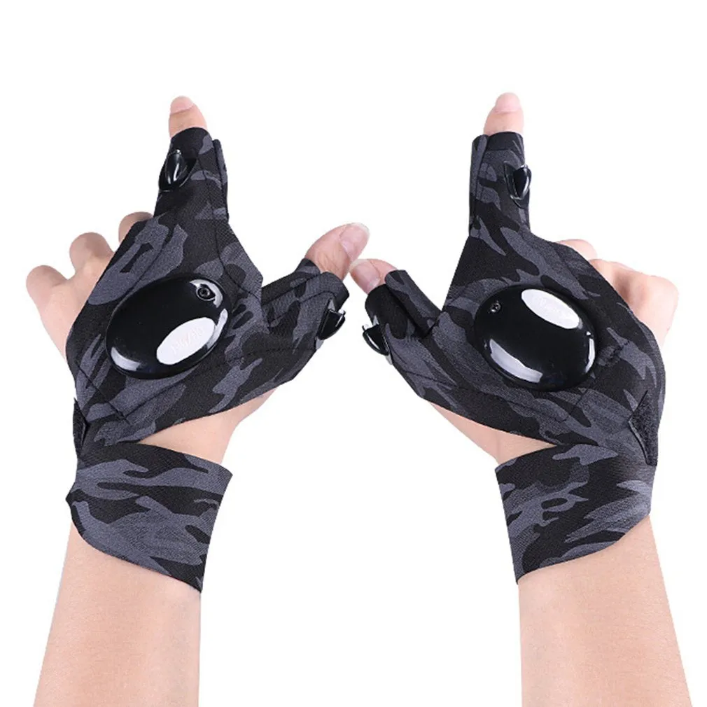 love68  1 Pair Outdoor Fishing Magic Strap Fingerless Gloves