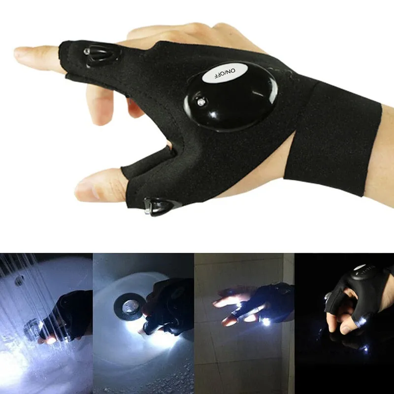 love68  1 Pair Outdoor Fishing Magic Strap Fingerless Gloves