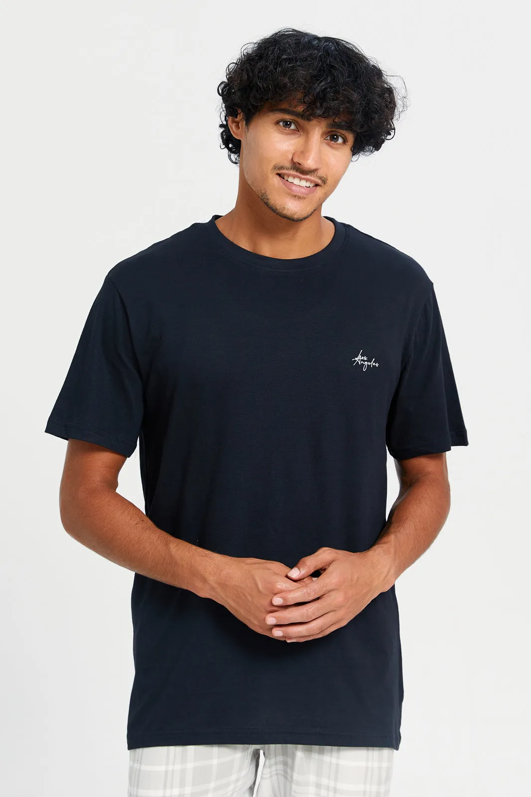 Men Black And Grey Checkered Pyjama Set (2 Piece)