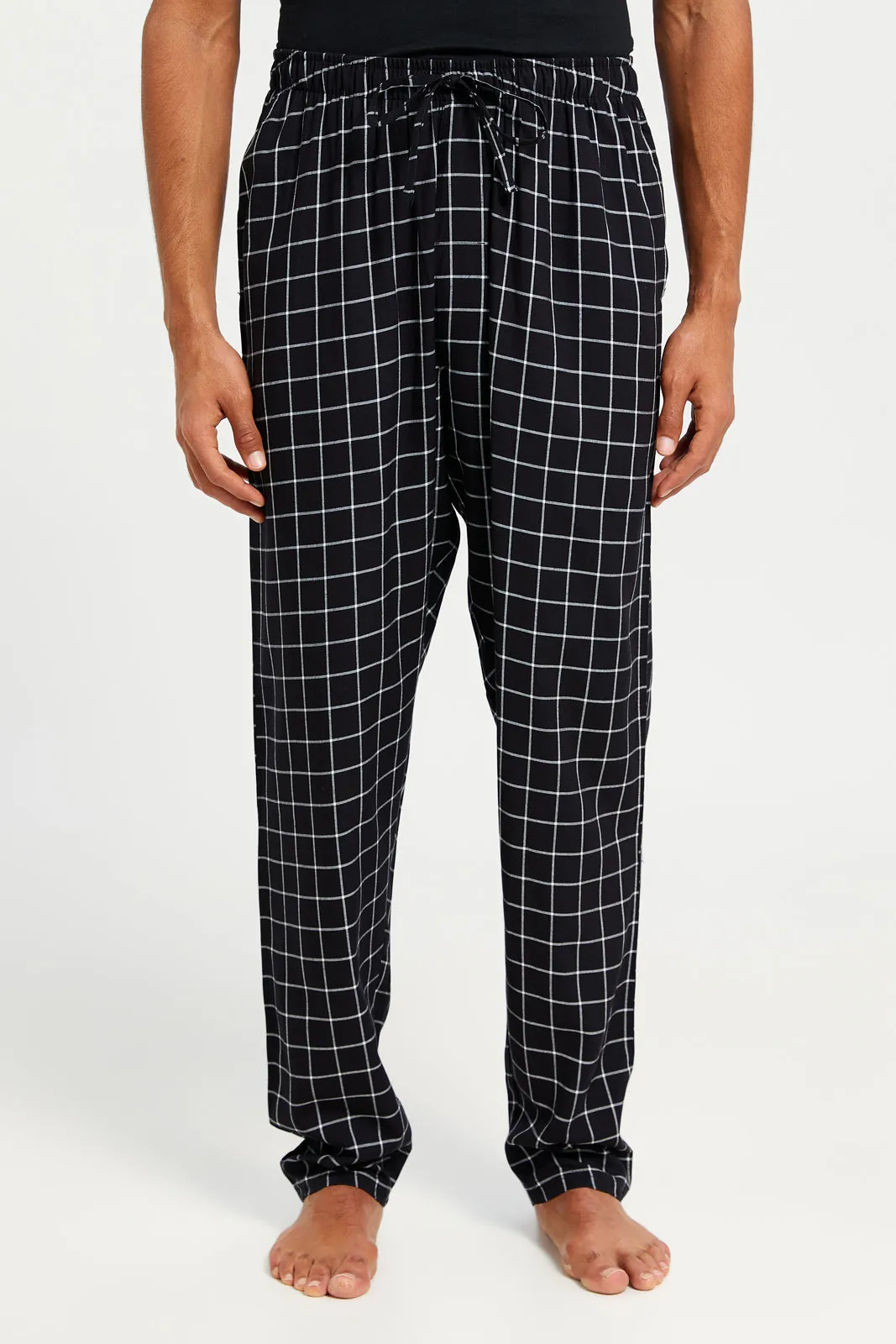 Men Black Checkered Pyjama Set (2 Piece)
