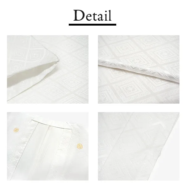 Men's Formal Kimono, Haori, and Hakama 3-Piece Set ＜White Haori＞