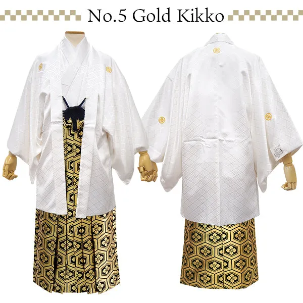 Men's Formal Kimono, Haori, and Hakama 3-Piece Set ＜White Haori＞