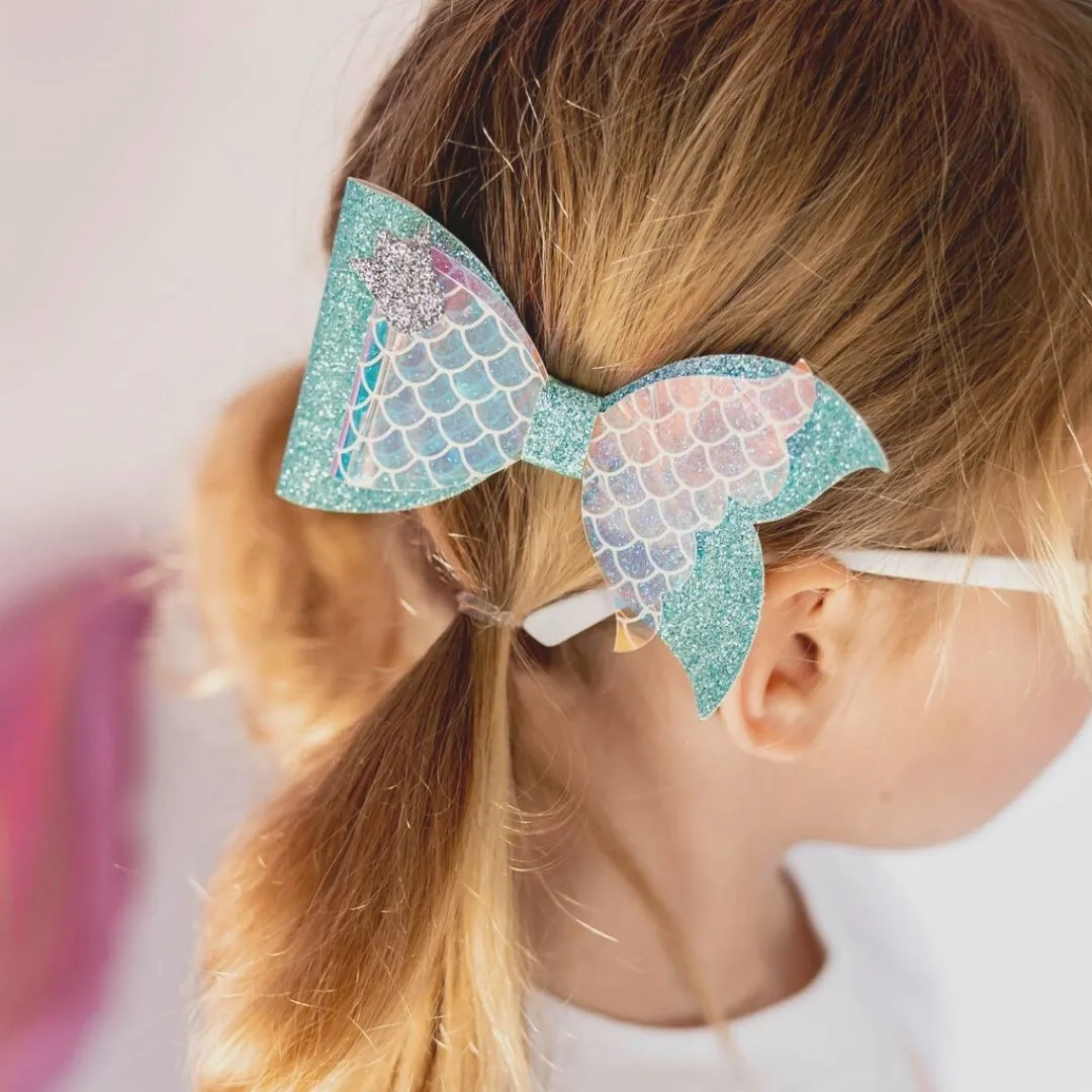 Mermaid Glitter Bow Hair Clip