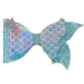 Mermaid Glitter Bow Hair Clip