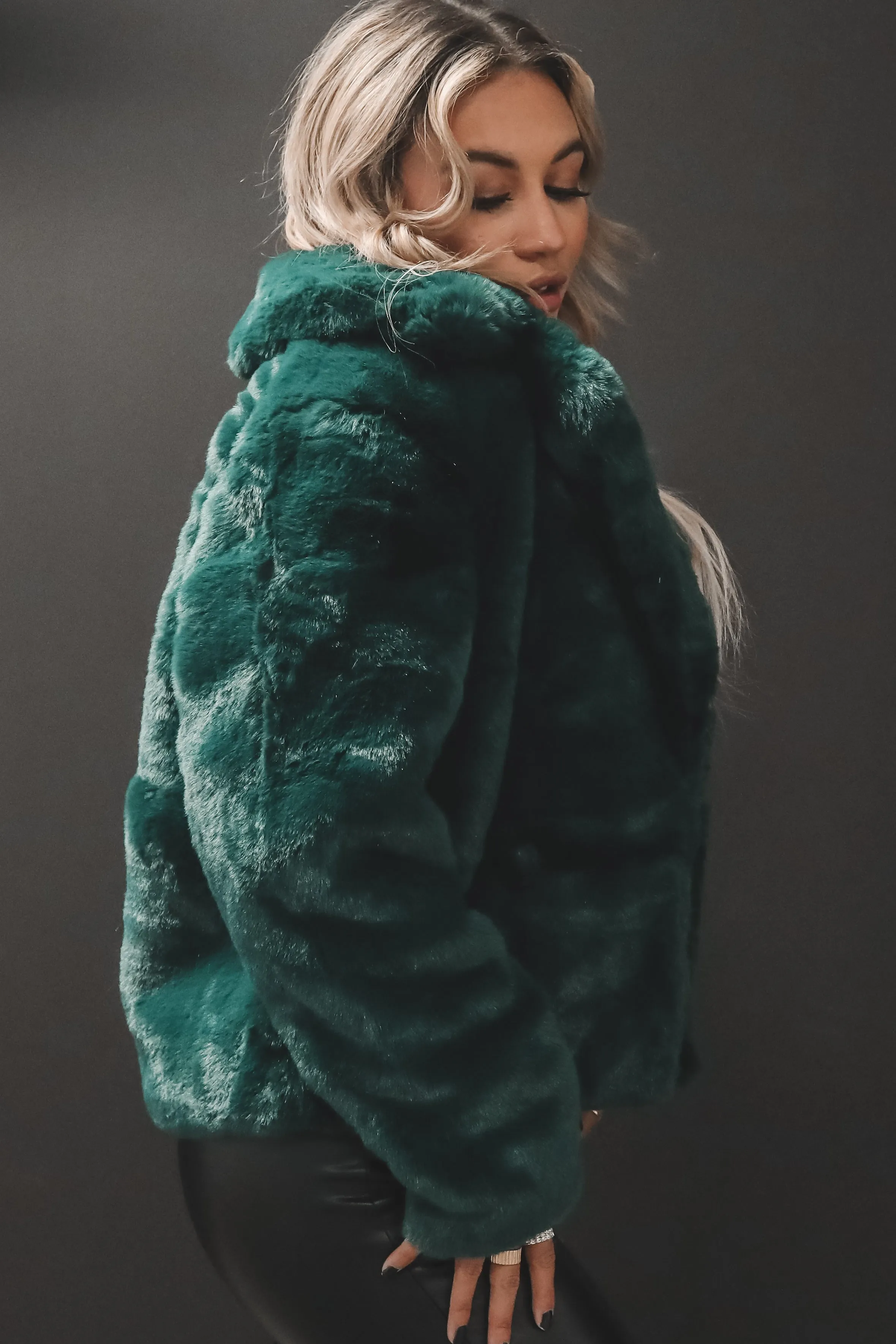 MINKPINK Raquel Emerald Faux Fur Jacket