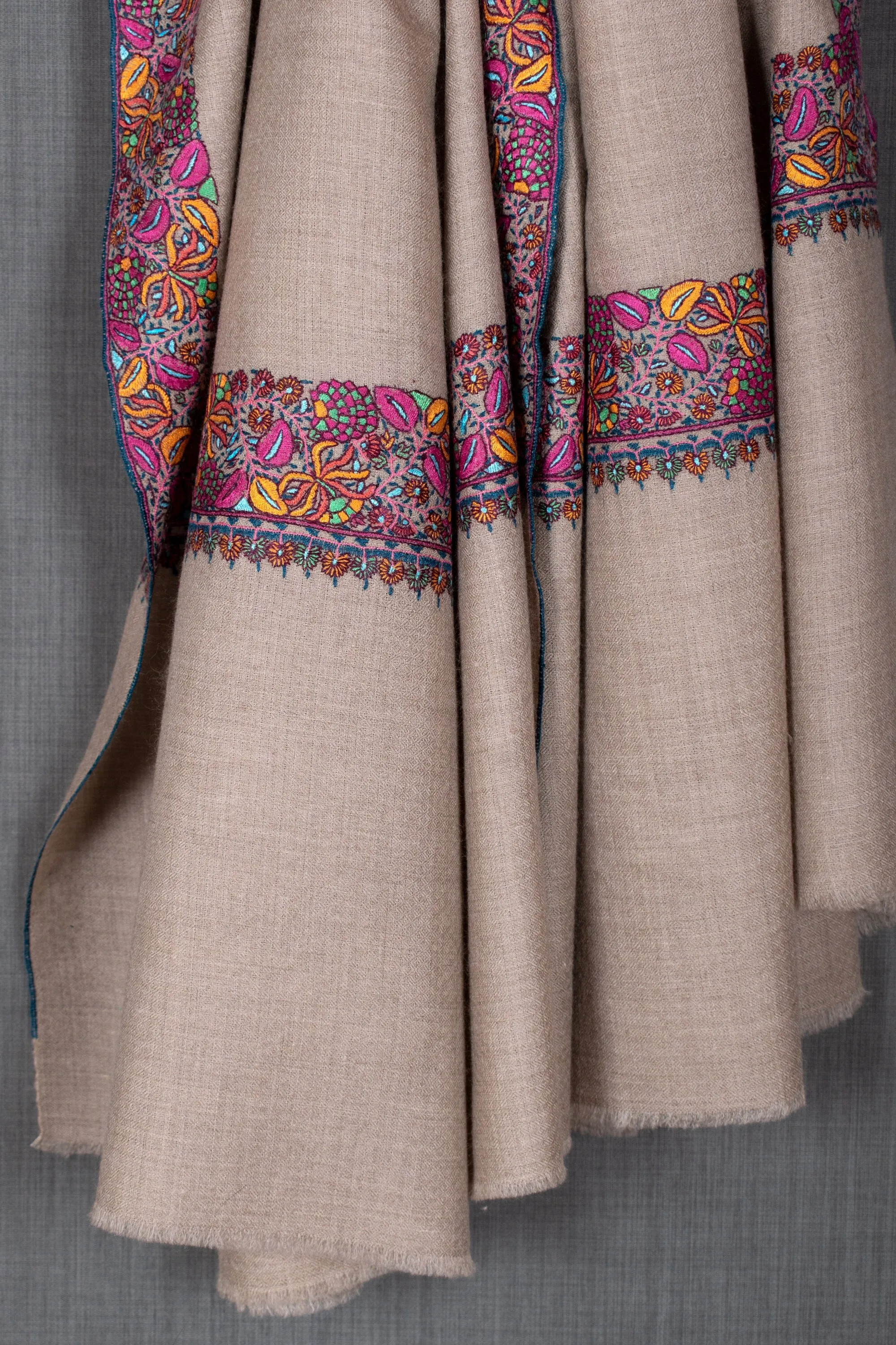 Mother's Day Manal Pashmina Shawl, Papermache Work, Handmade, 40x80"