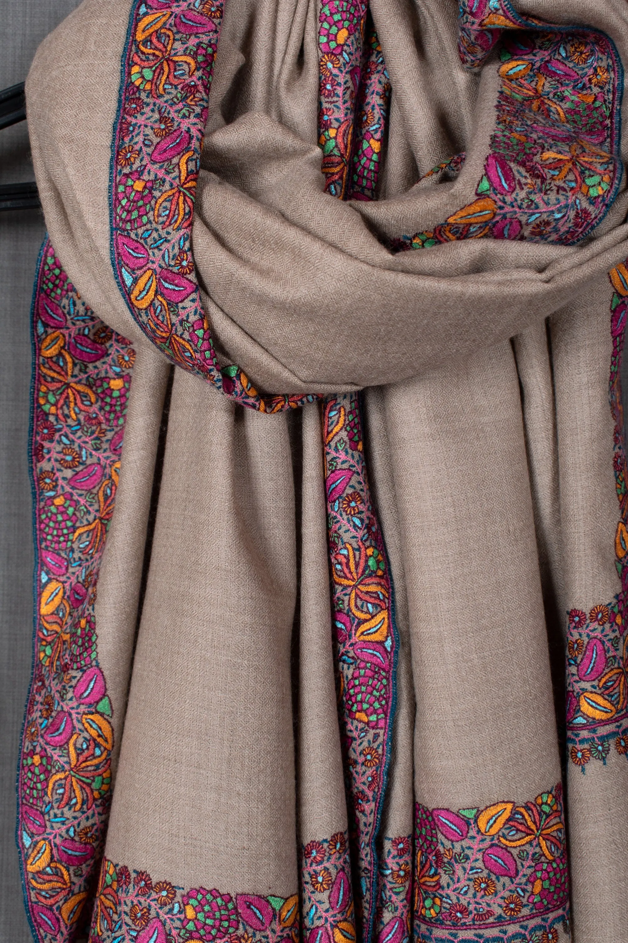 Mother's Day Manal Pashmina Shawl, Papermache Work, Handmade, 40x80"