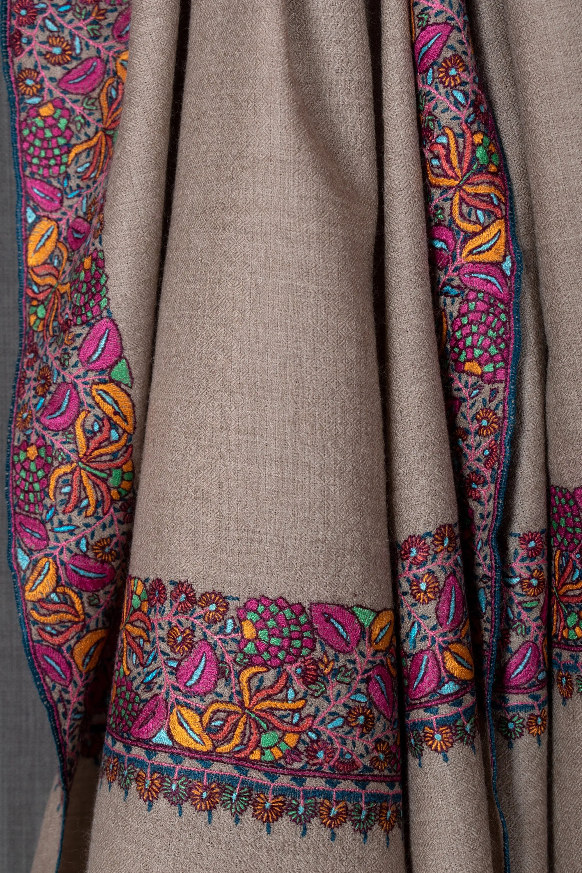 Mother's Day Manal Pashmina Shawl, Papermache Work, Handmade, 40x80"