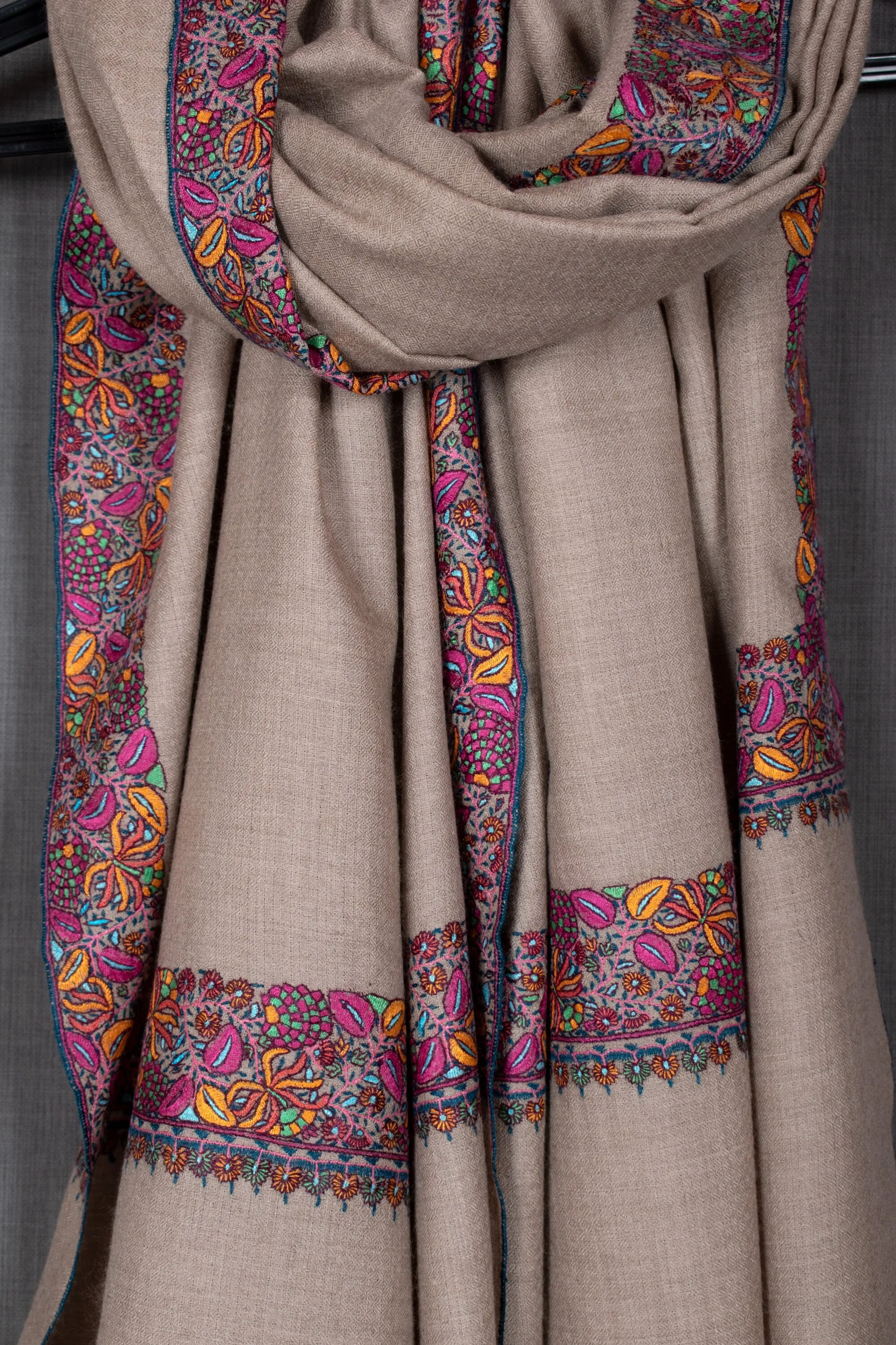 Mother's Day Manal Pashmina Shawl, Papermache Work, Handmade, 40x80"
