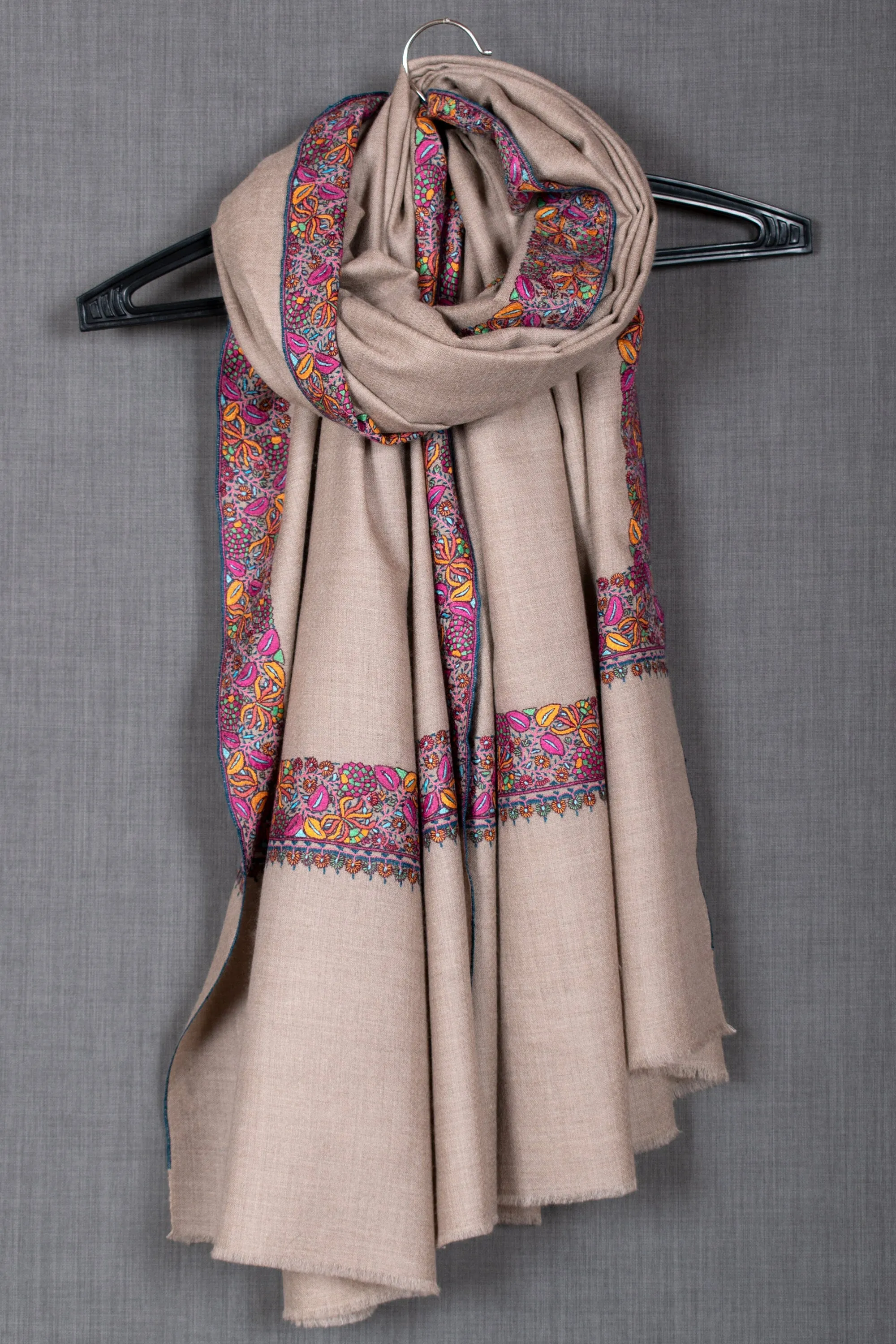 Mother's Day Manal Pashmina Shawl, Papermache Work, Handmade, 40x80"
