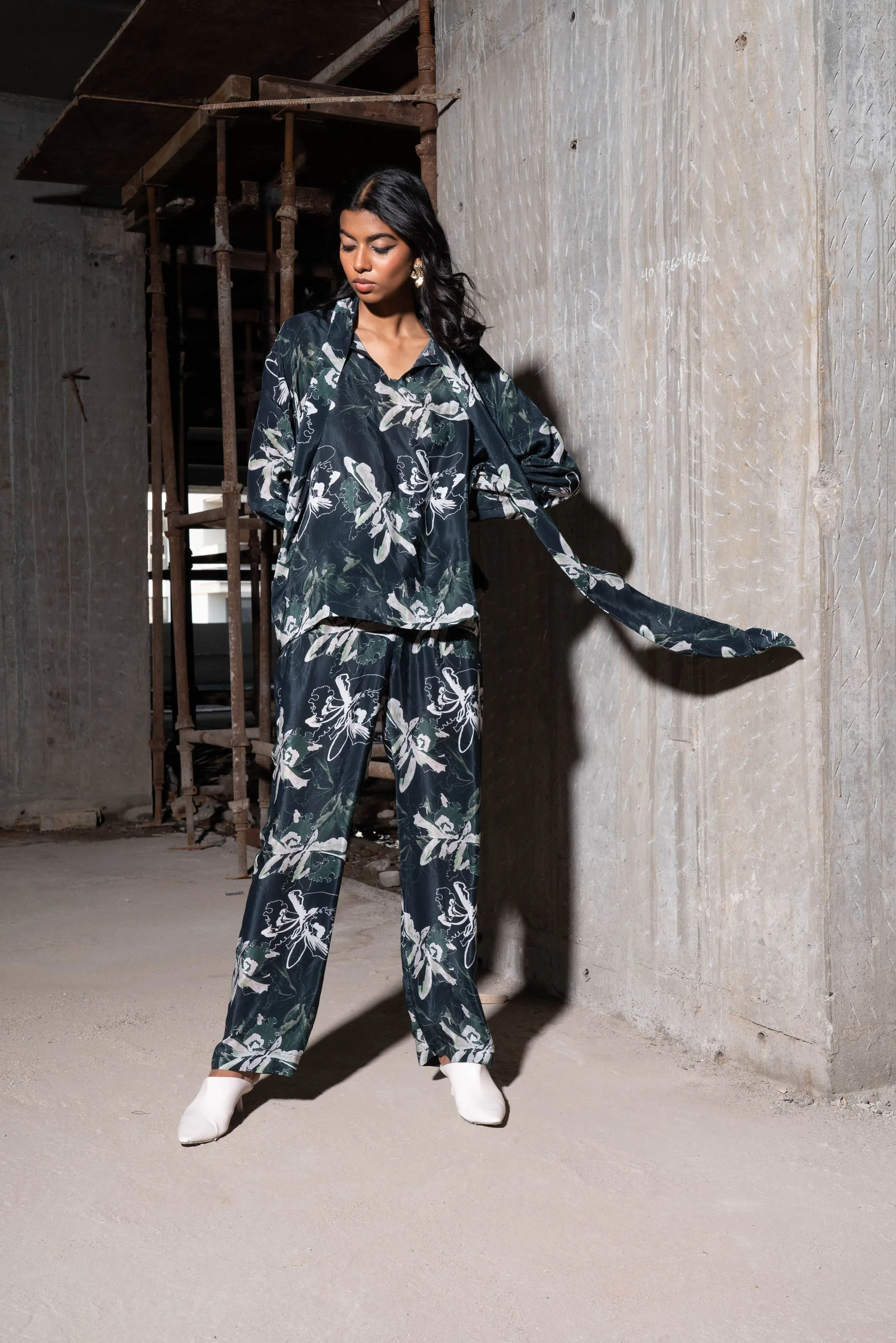 Multicolour Printed Shirt And Pant Co Ord Set For Women