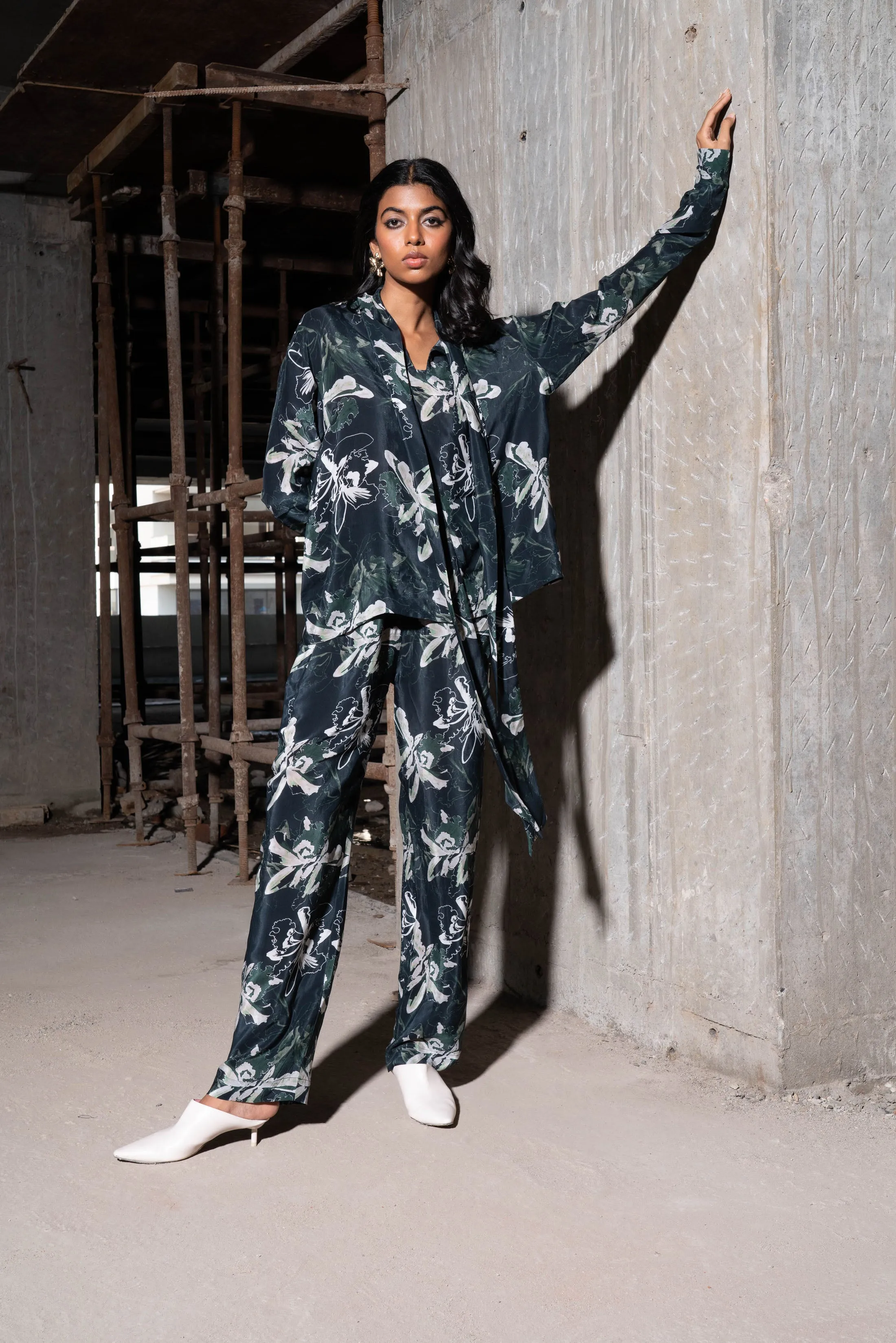 Multicolour Printed Shirt And Pant Co Ord Set For Women