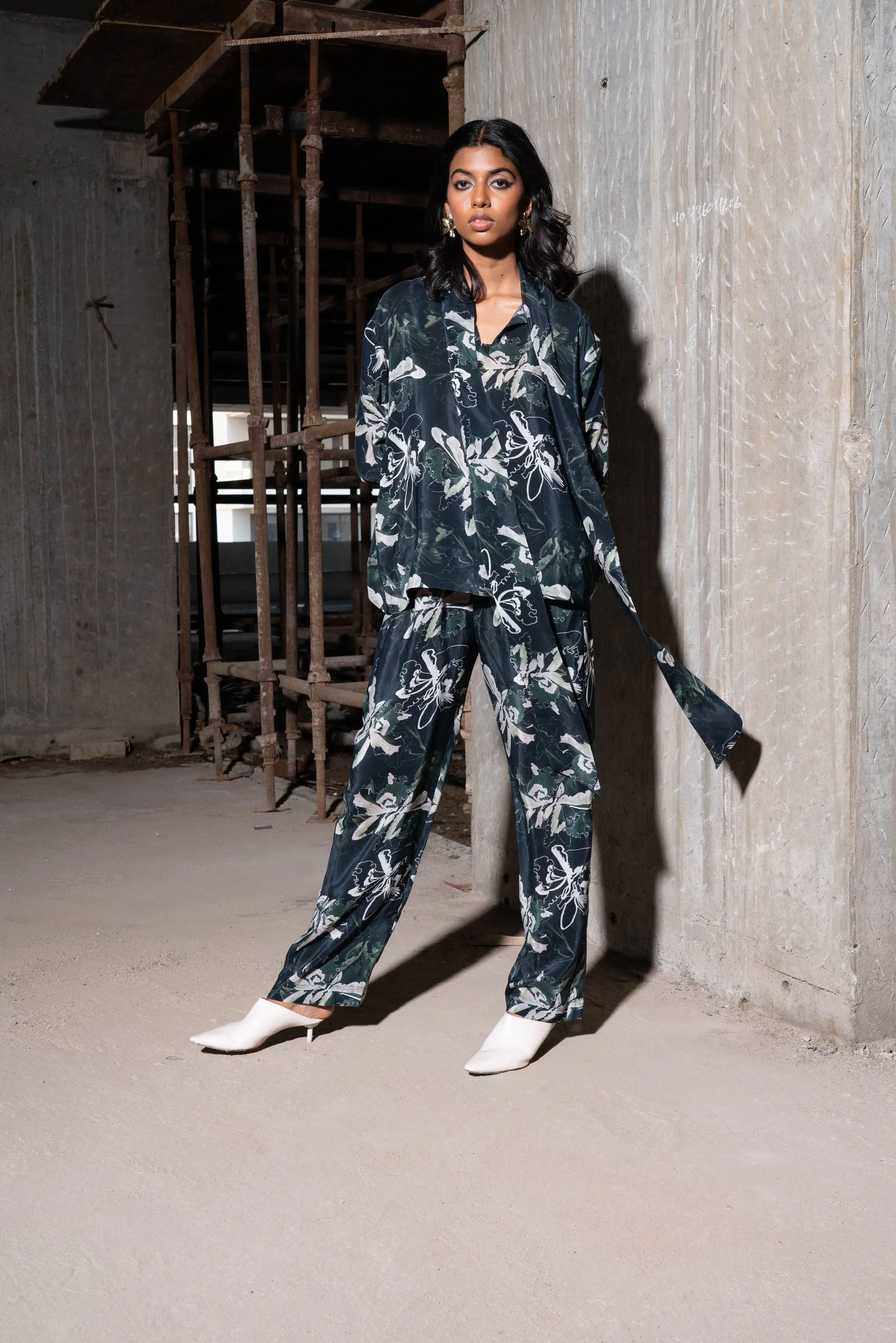 Multicolour Printed Shirt And Pant Co Ord Set For Women