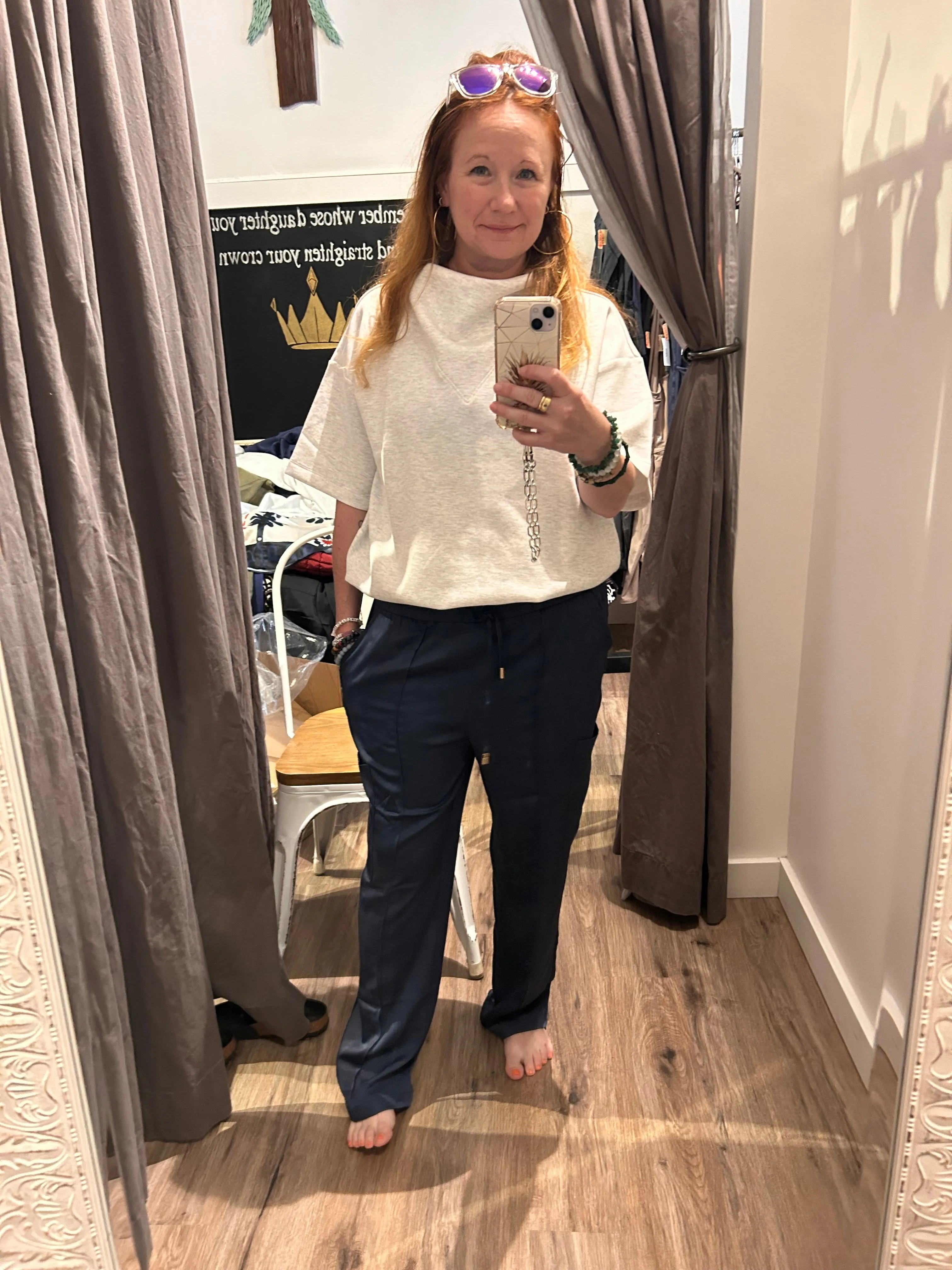 Navy Pintuck Jogger