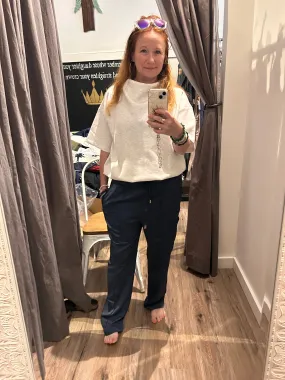 Navy Pintuck Jogger