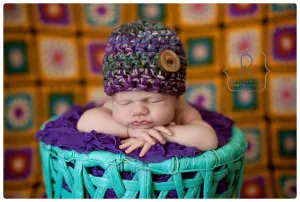 Newborn Baby Hat Purple Green Beige Blue