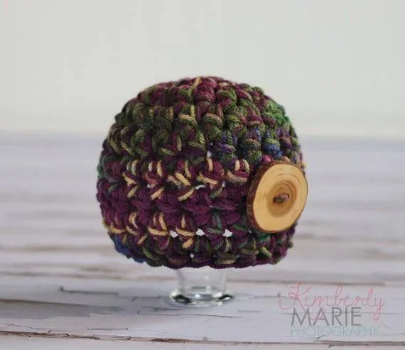 Newborn Baby Hat Purple Green Beige Blue