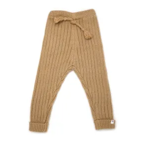 oh baby! Ribbed Knit Legging Tassel Waist - Latte