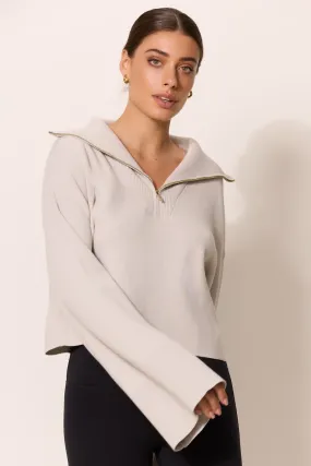 OLLY half zip knit cropped sweater - Vapor Blue