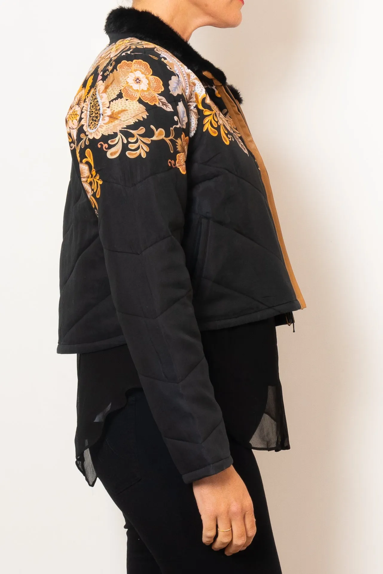 Once Was Empress Cupro Viscose Bomber Jacket Dragon Flower
