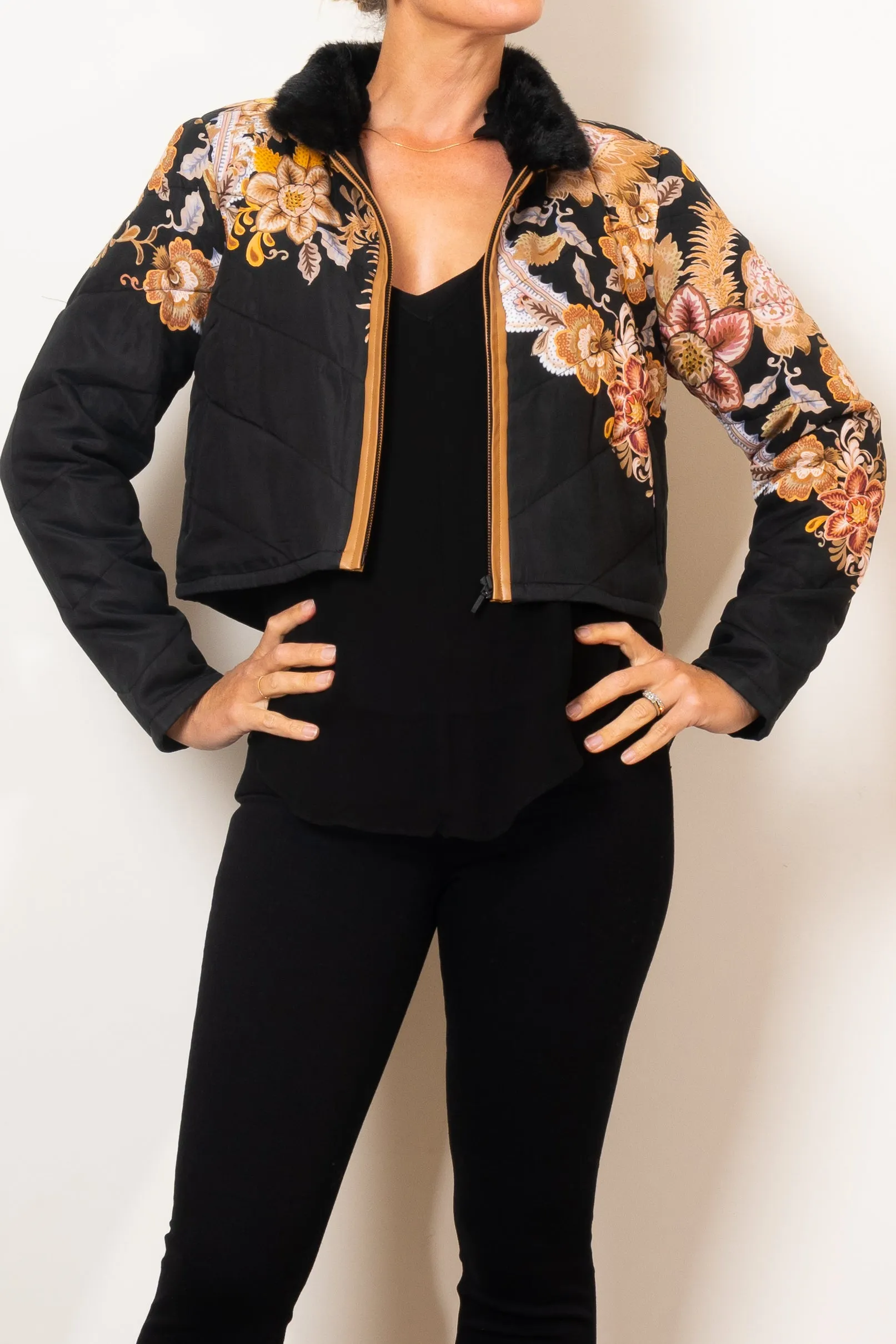 Once Was Empress Cupro Viscose Bomber Jacket Dragon Flower