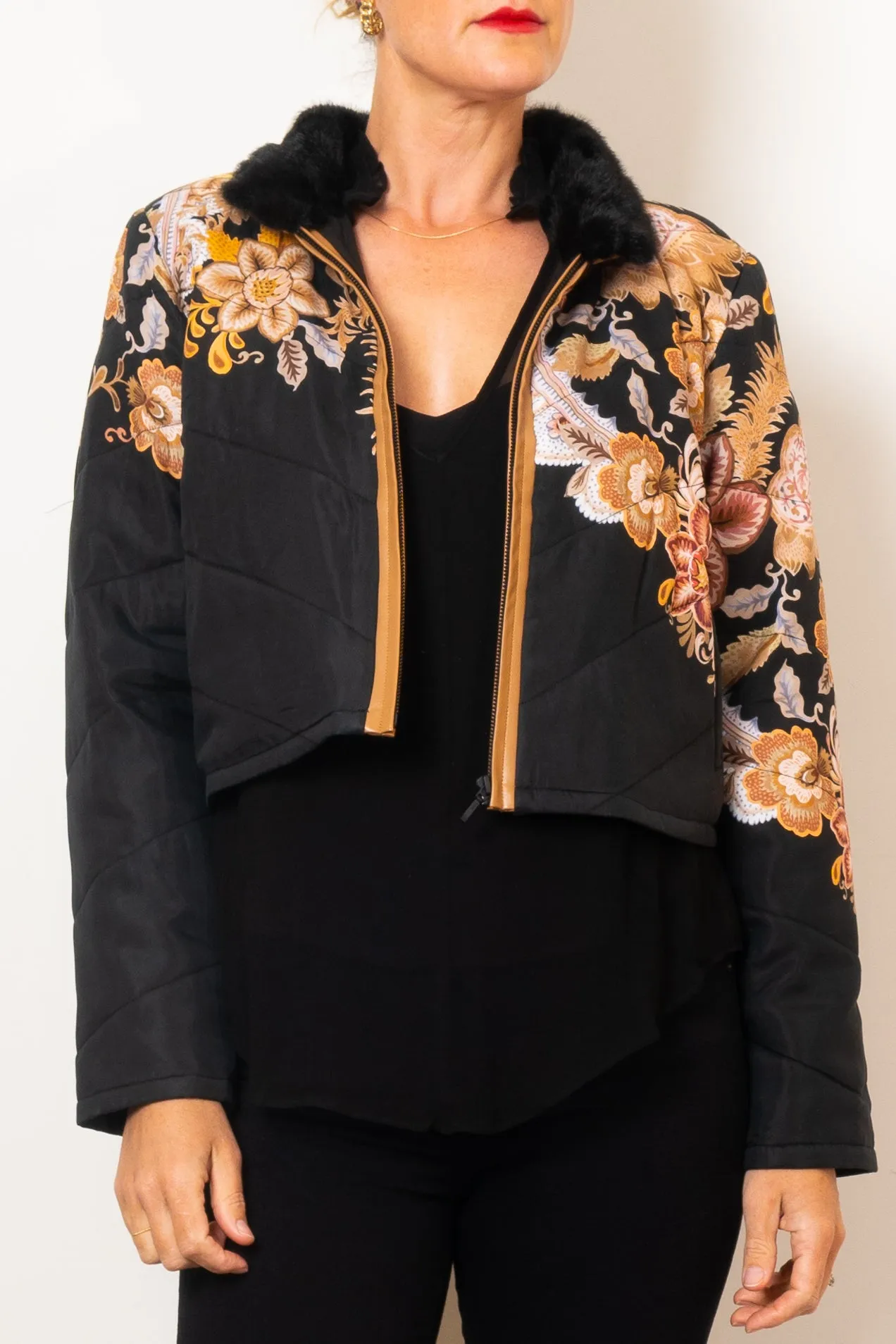 Once Was Empress Cupro Viscose Bomber Jacket Dragon Flower