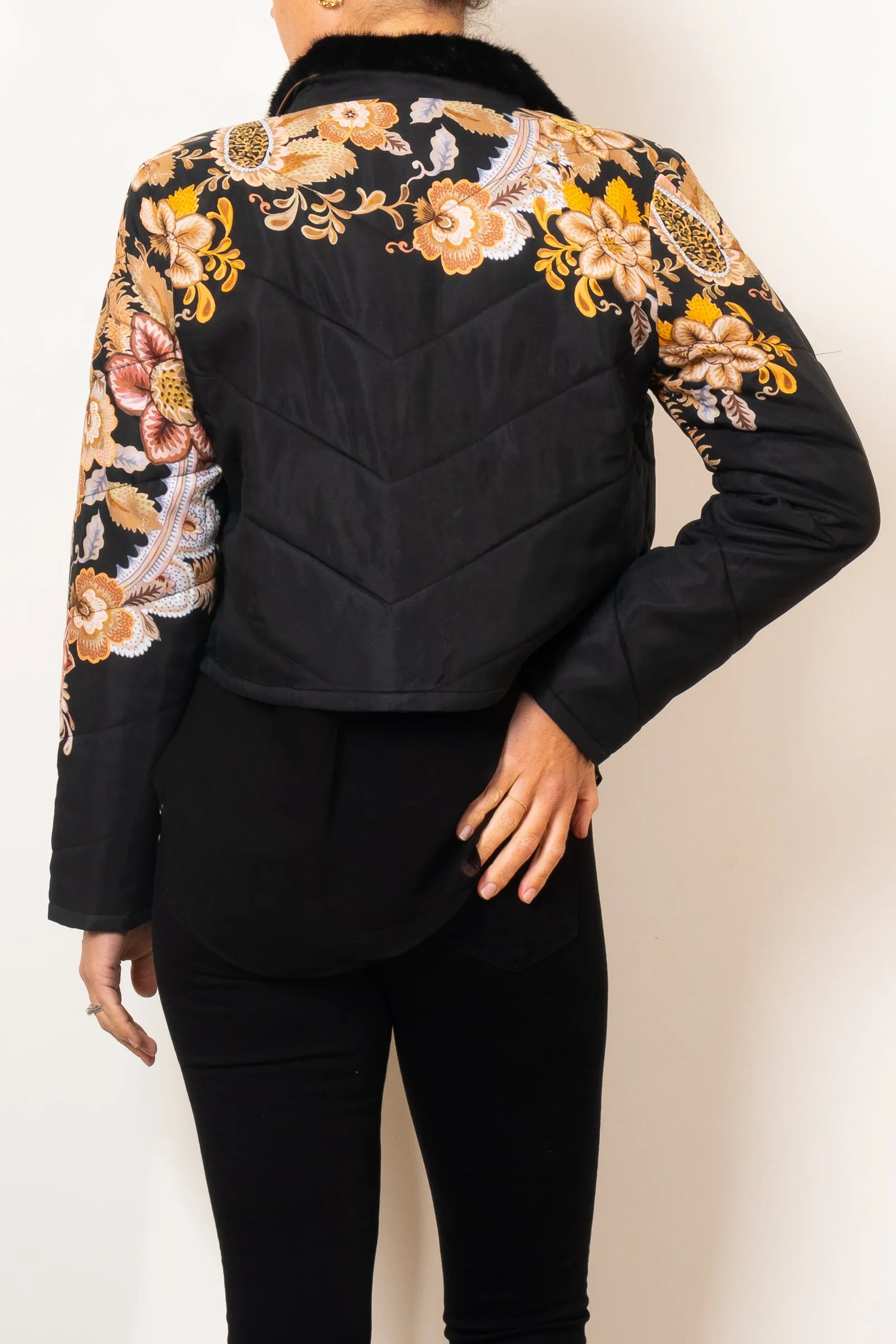 Once Was Empress Cupro Viscose Bomber Jacket Dragon Flower