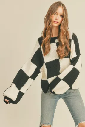 Oversized Checkerboard Pullover Black Checker