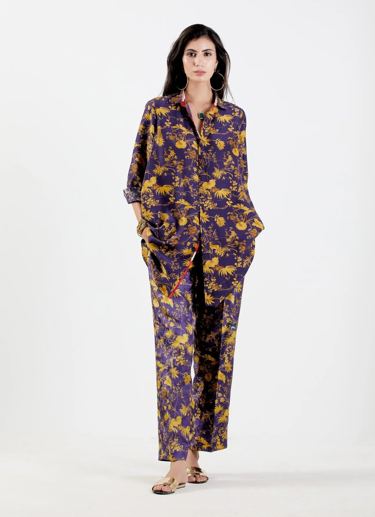 Oversized Shirt Silk Twill Gold