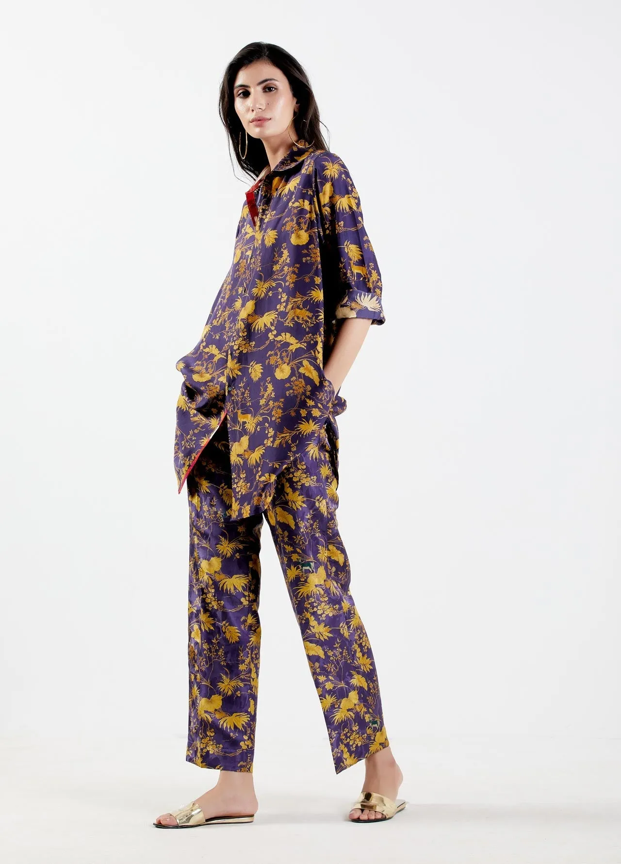 Oversized Shirt Silk Twill Gold