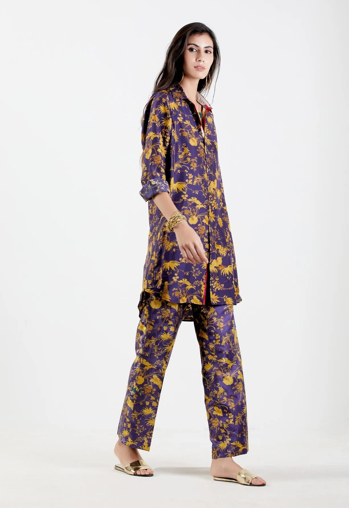 Oversized Shirt Silk Twill Gold