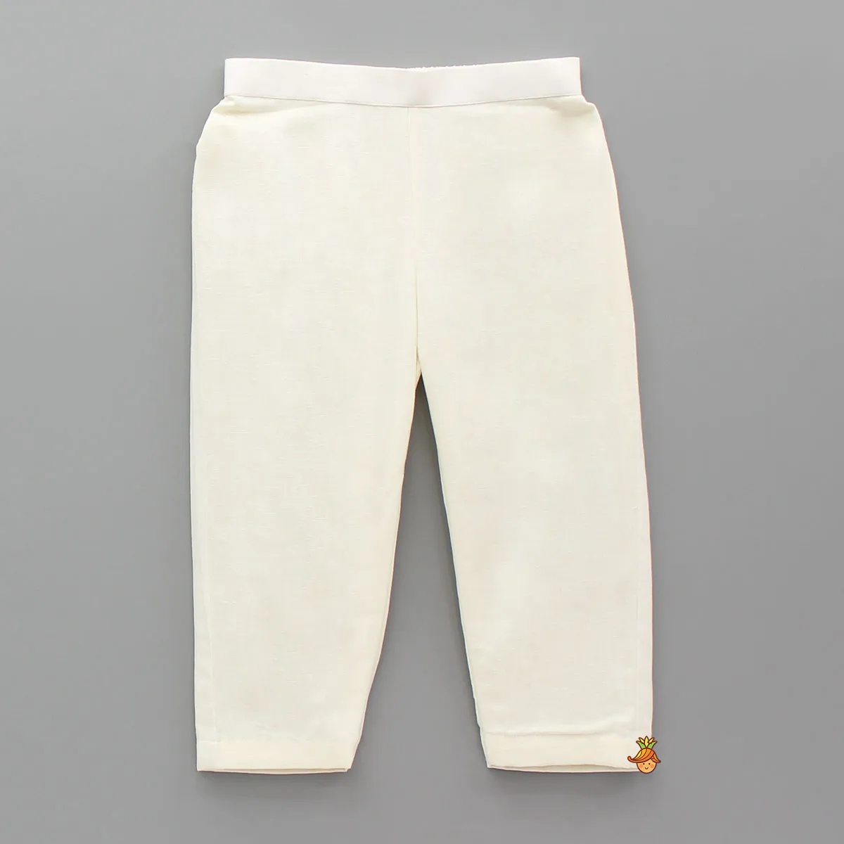 Pre Order: Off White Top With Front Tie Up Knot Applique Embroidered Jacket And Pant