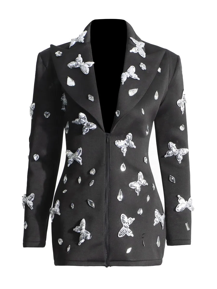 Pre Order:  Waist Slimming Butterfly Sequin Blazer