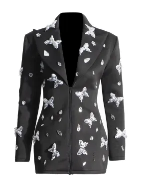 Pre Order:  Waist Slimming Butterfly Sequin Blazer