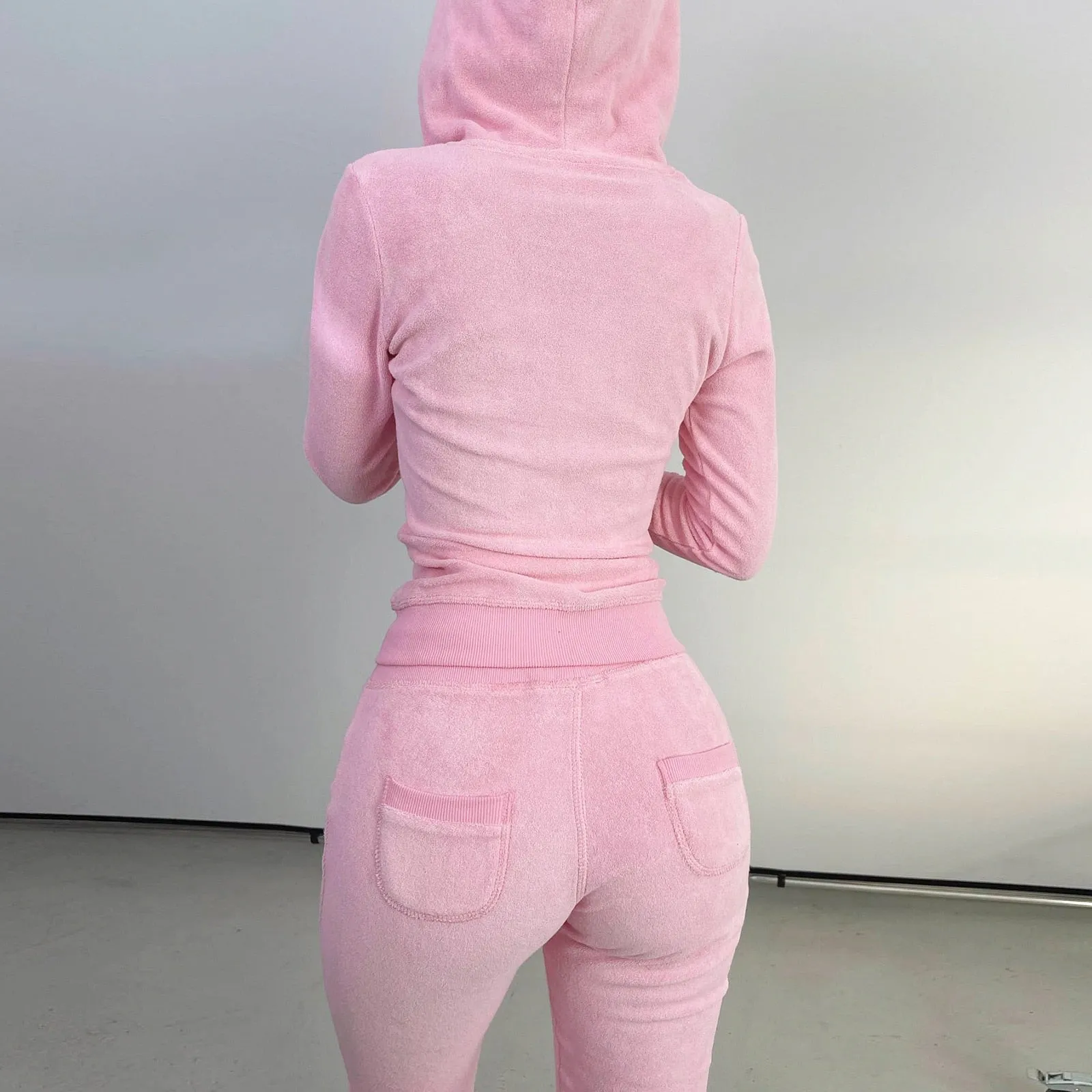 Purpdrank - Cropped Jacket Tracksuit Two Piece Set Elegant 2 Pieces Sets Women Luxury Outfit Sweatsuit Velour Zip Up Hoodie Jackets