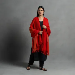Red - Kumaun Handwoven Pure Merino Wool Shawl for Women 54