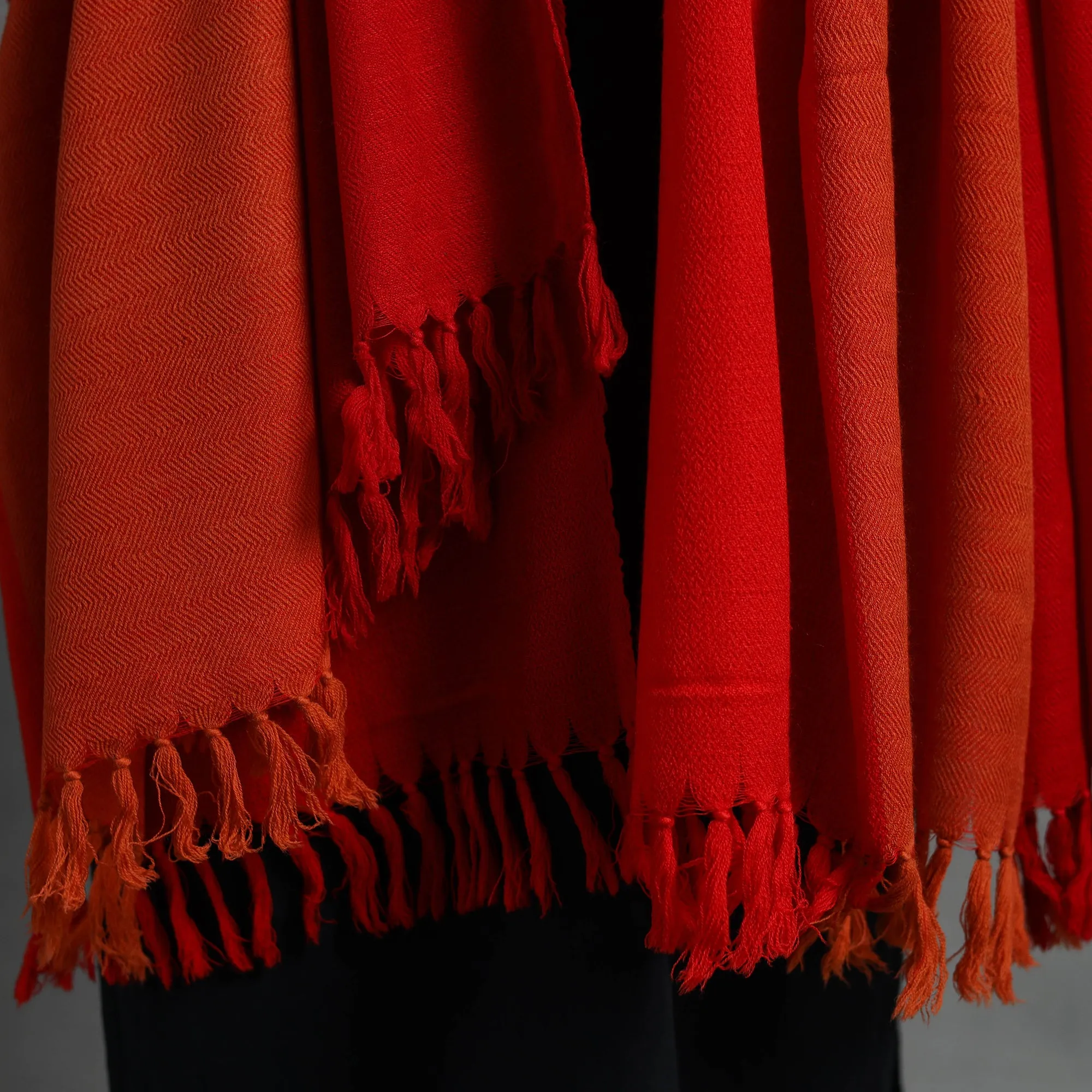 Red - Kumaun Handwoven Pure Merino Wool Shawl for Women 54