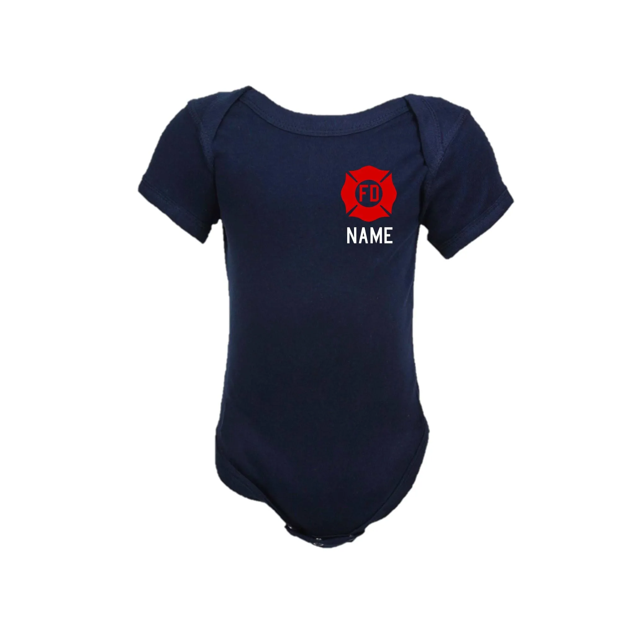 RED MALTESE CROSS Firefighter Personalized TAN 3PC Baby Outfit