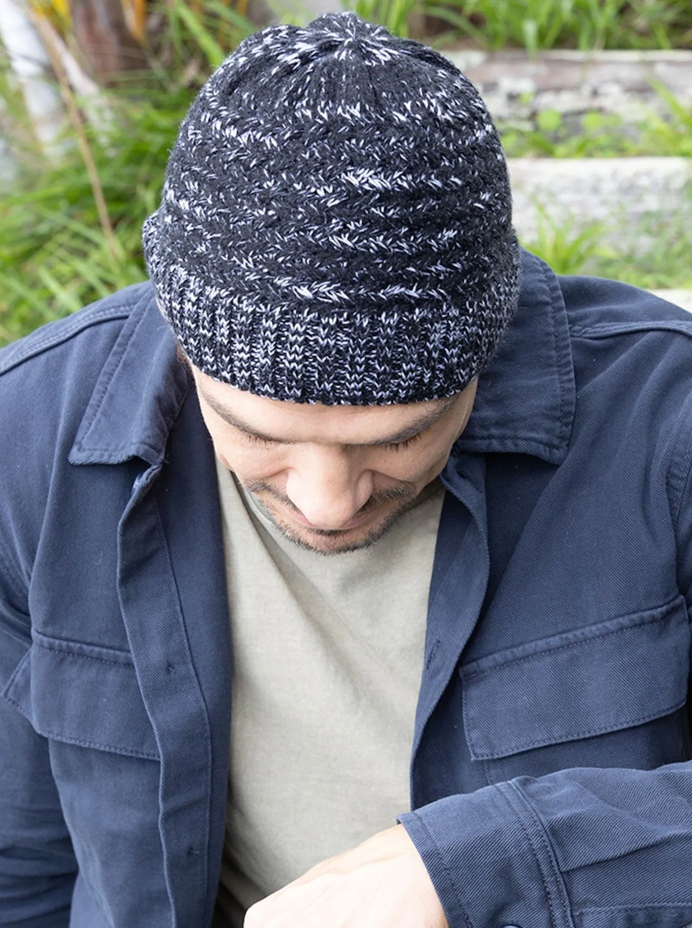 Rigon Salt and Pepper Unisex Knitted Beanie - Black/White