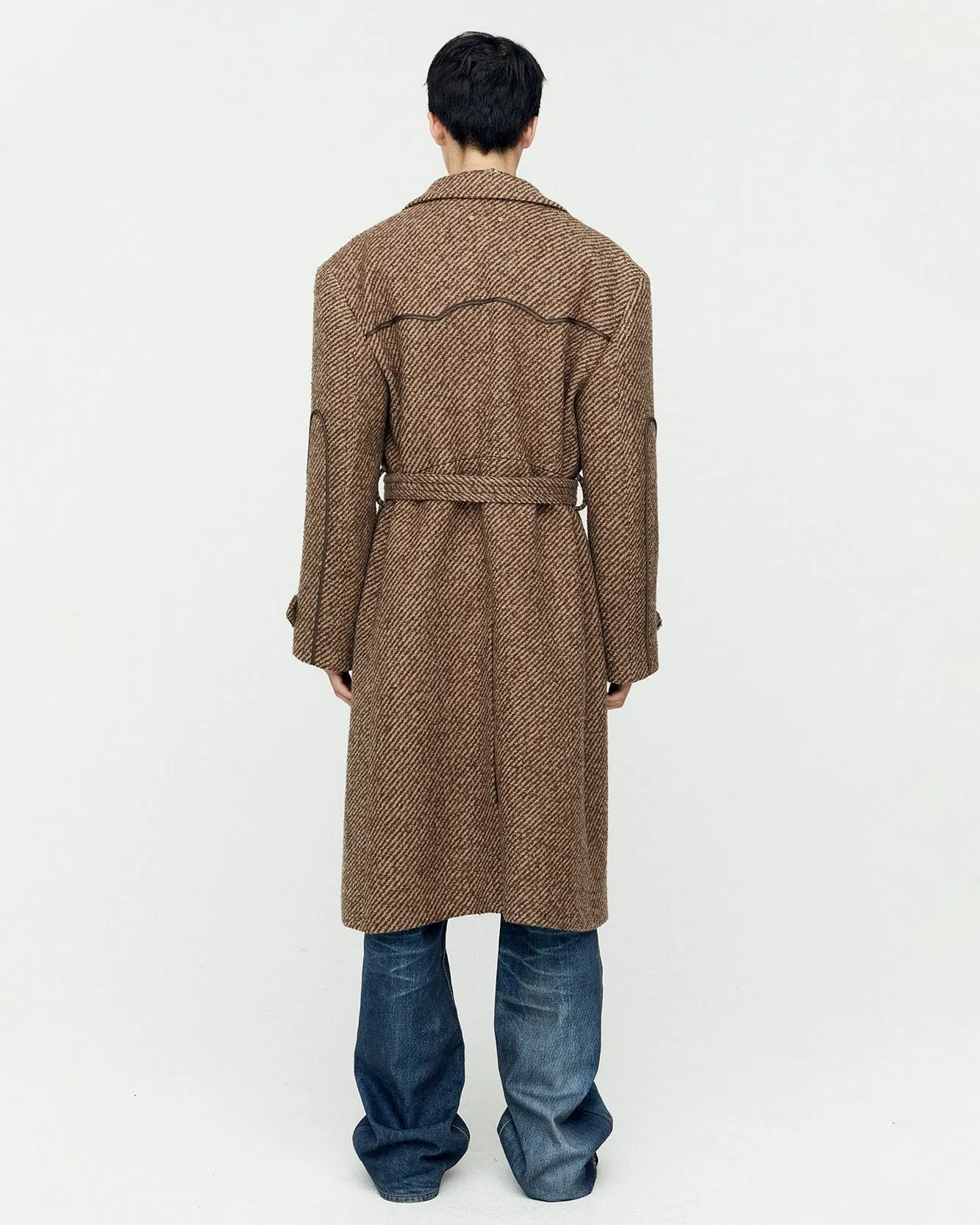 ROVY DOUBLE BREASTED BIG TWILL COAT awa639m(BROWN)
