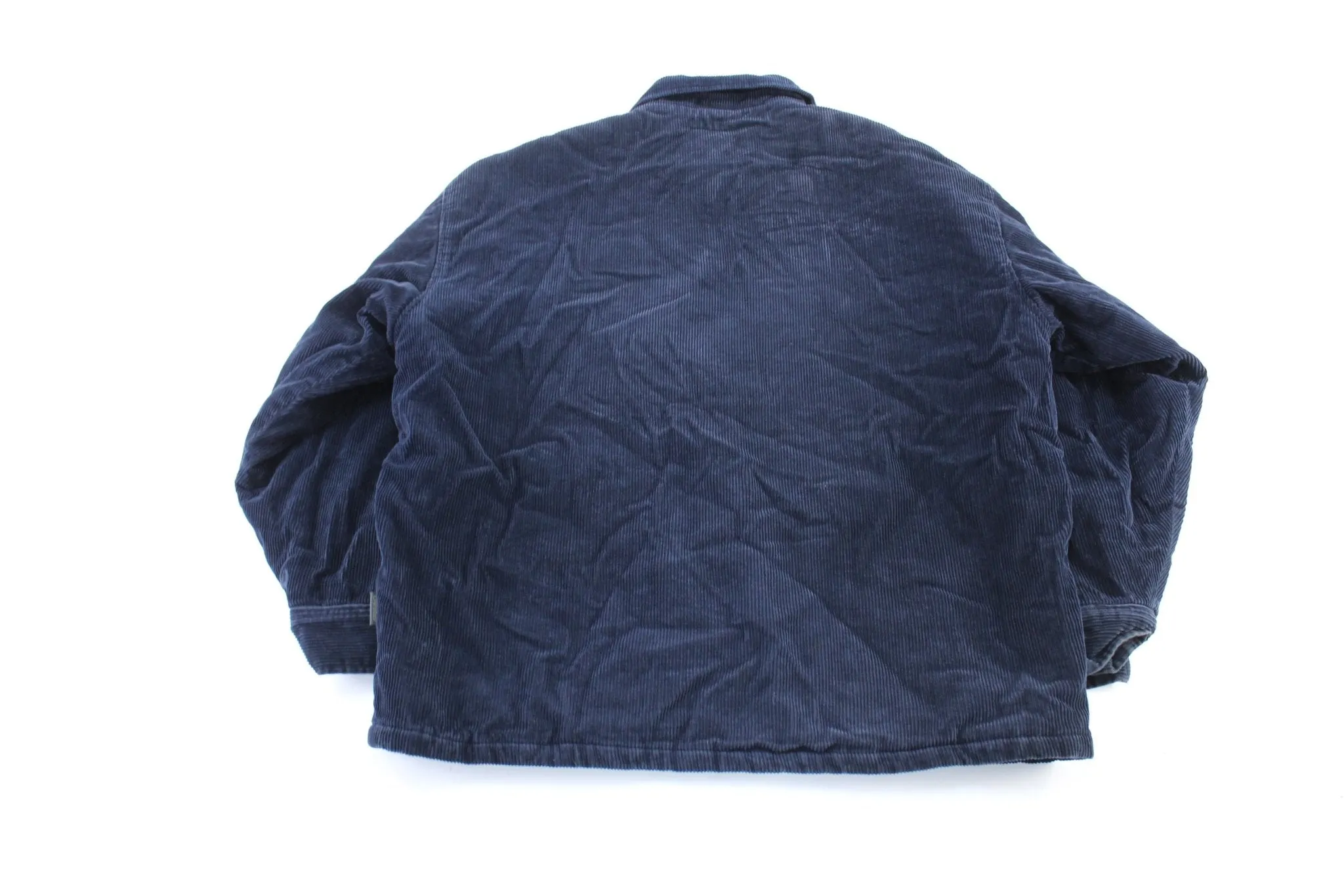Sean John Embroidered Navy Corduroy Sherpa Lined Zip Up Jacket