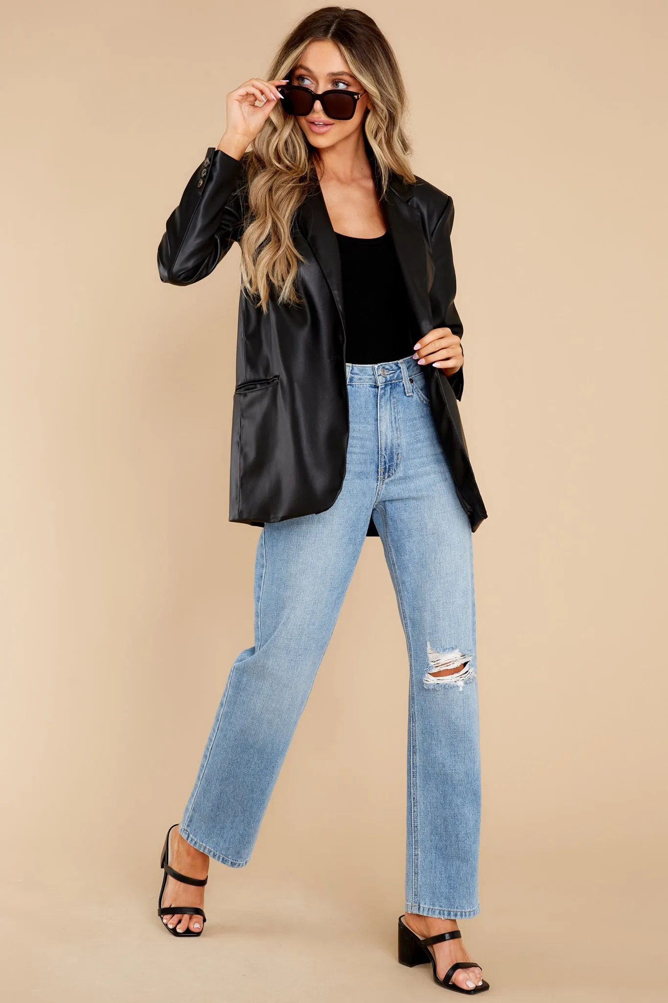Self Starter Oversized PU Blazer Jacket