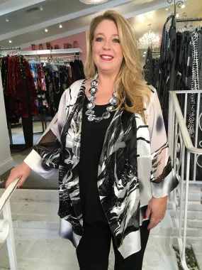 SILK PATCH JACKET -BLK & WHITE