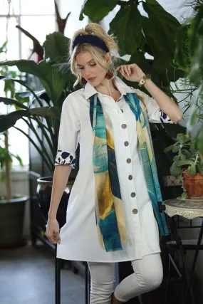 Solid White A Line KikiSol Jacket w/Buttons & Pockets
