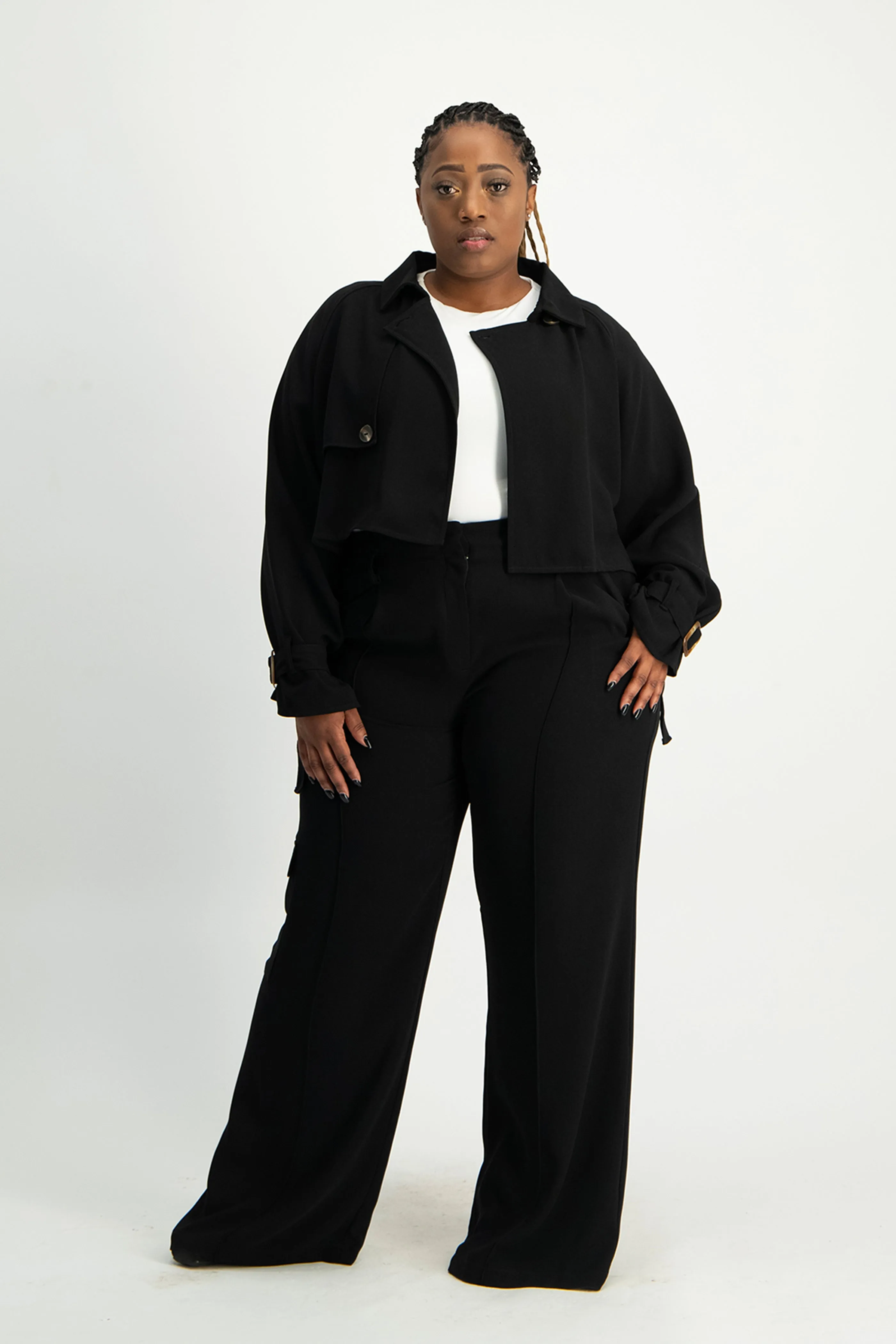 Taytum Wide Leg Cargo Suit Pant - Black