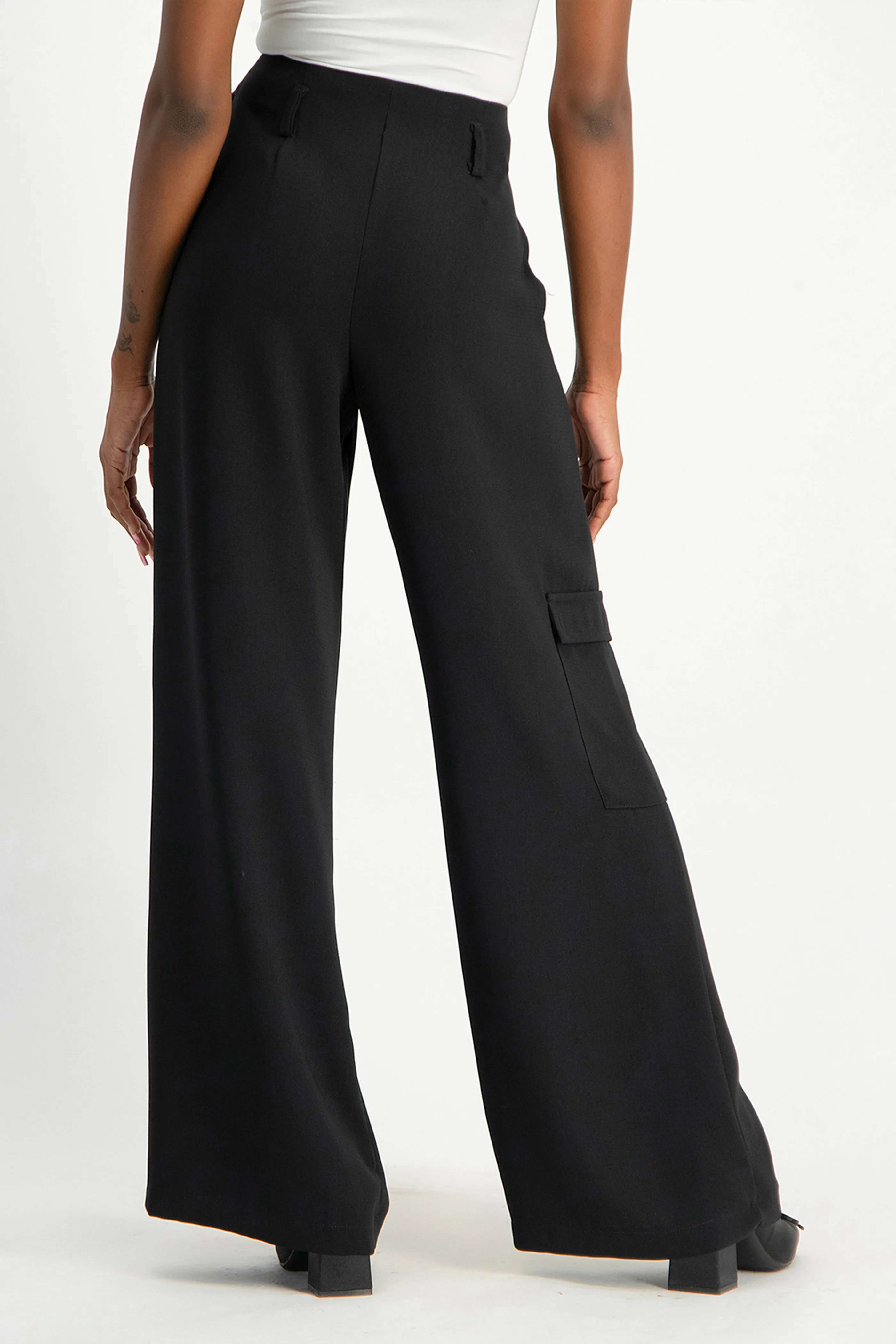 Taytum Wide Leg Cargo Suit Pant - Black